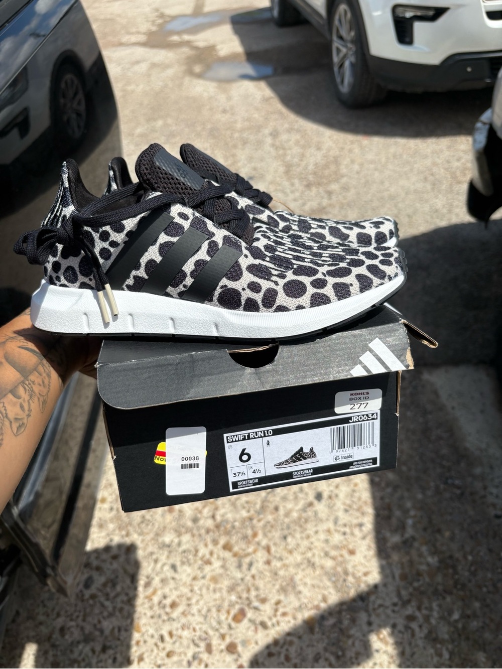 adidas Men’s Swift Run Leopard Print Sneakers - Black & White